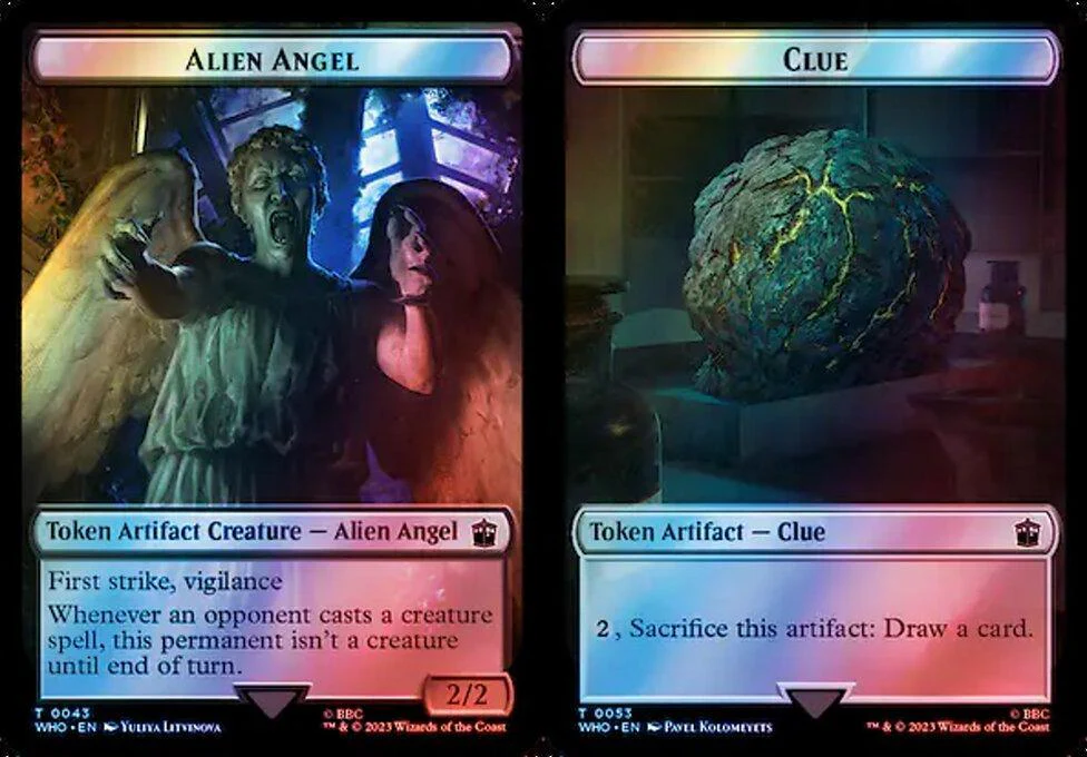Alien Angel (0043) // Clue (0053) Double-Sided Token (TWHO) - Surge Foil