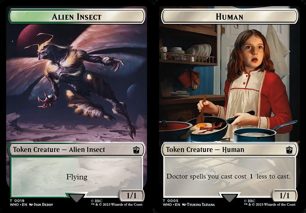 Alien Insect (0019) // Human (0005) Double-Sided Token (TWHO) - Foil