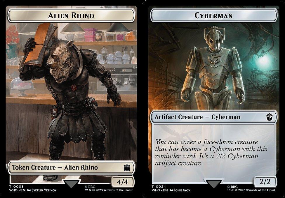 Alien Rhino (0003) // Cyberman (0024) Double-Sided Token (TWHO) - Foil