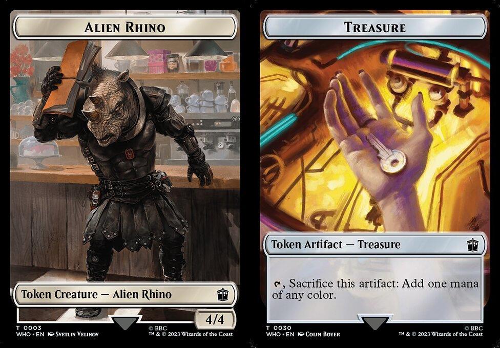 Alien Rhino (0003) // Treasure (0030) Double-Sided Token (TWHO) - Foil