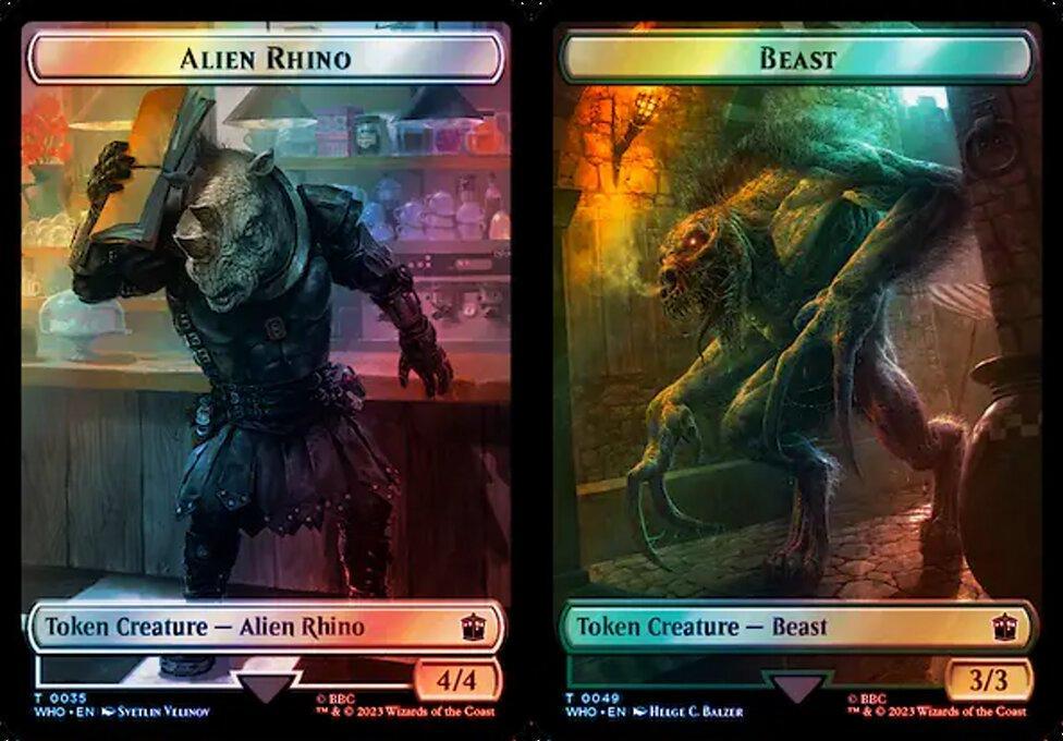 Alien Rhino (0035) // Beast (0049) Double-Sided Token (TWHO) - Surge Foil