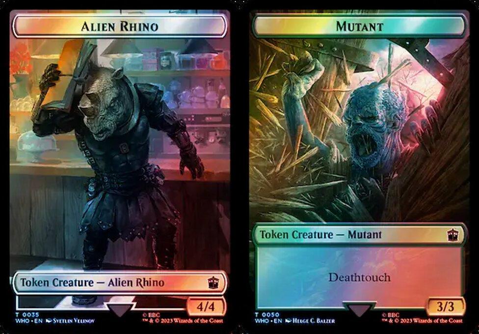 Alien Rhino (0035) // Mutant (0050) Double-Sided Token (TWHO) - Surge Foil