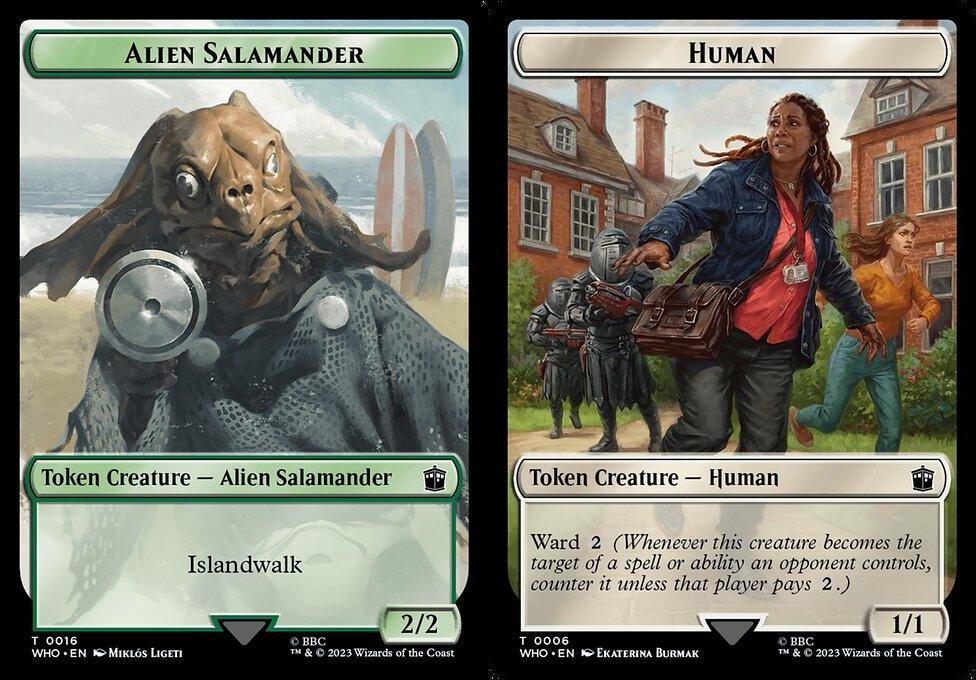 Alien Salamander (0016) // Human (0006) Double-Sided Token (TWHO) - Foil