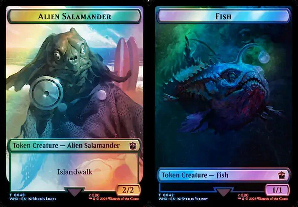Alien Salamander (0048) // Fish (0042) Double-Sided Token (TWHO) - Surge Foil