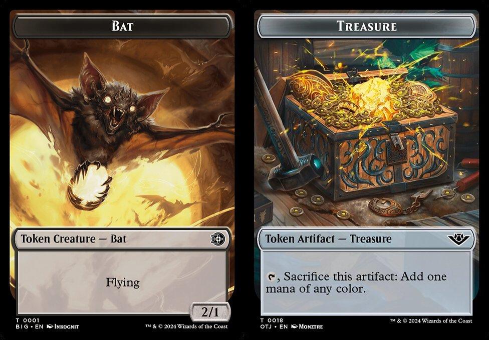 Bat (0001) // Treasure (0018) Double-Sided Token (TOTJ) - Foil