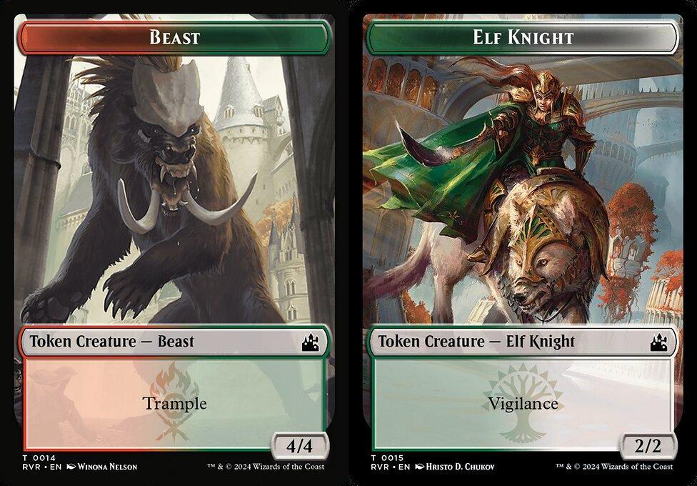 Beast (0014) // Elf Knight (0015) Double-Sided Token (TRVR) - Foil