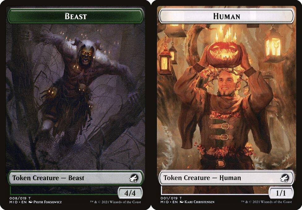 Beast (008) // Human (001) Double-Sided Token (TMID) - Foil