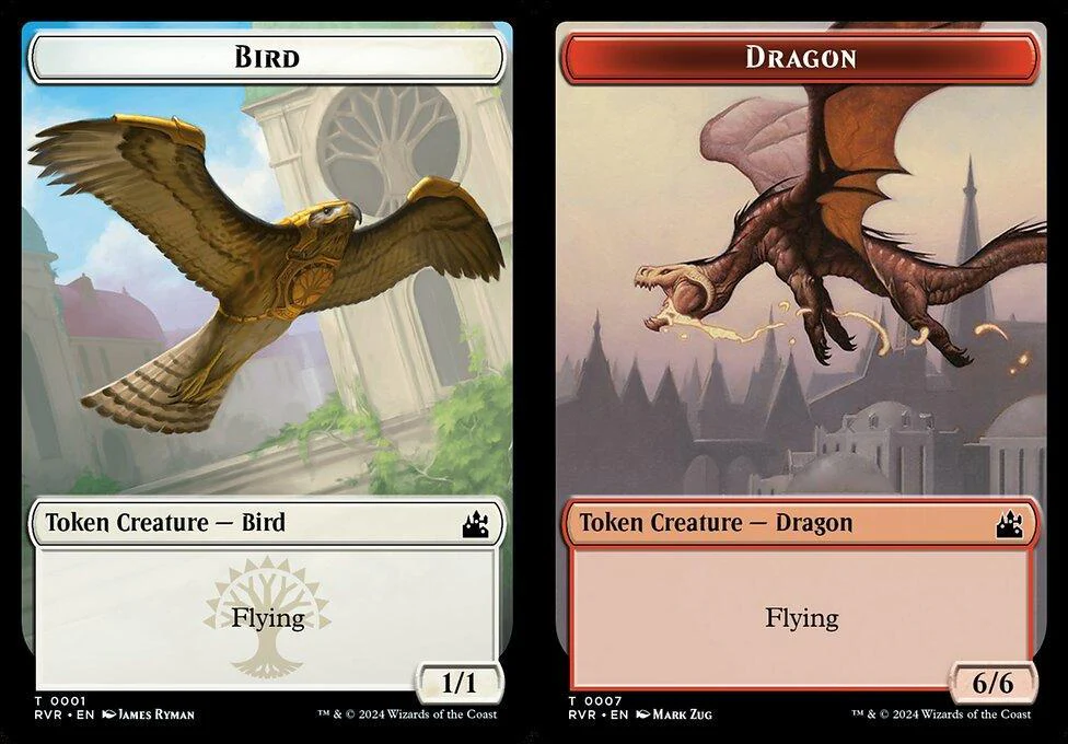 Bird (0001) // Dragon (0007) Double-Sided Token (TRVR) - Foil