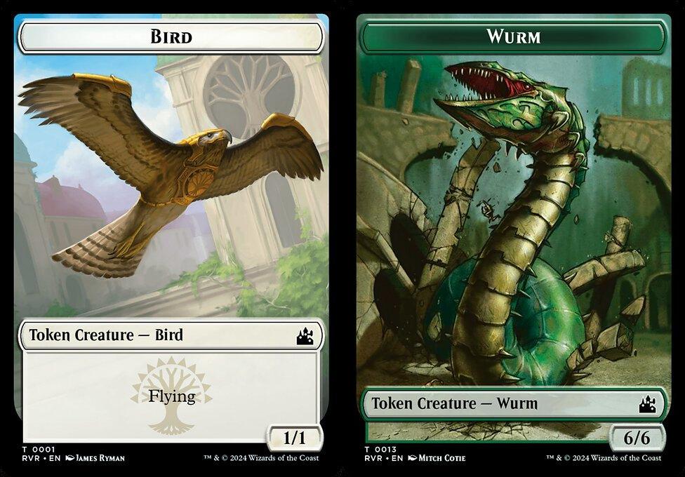 Bird (0001) // Wurm (0013) Double-Sided Token (TRVR) - Foil