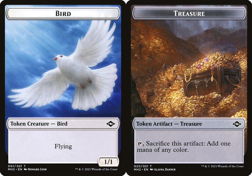 Bird (001) // Treasure (020) Double-Sided Token (TMH2) - Foil