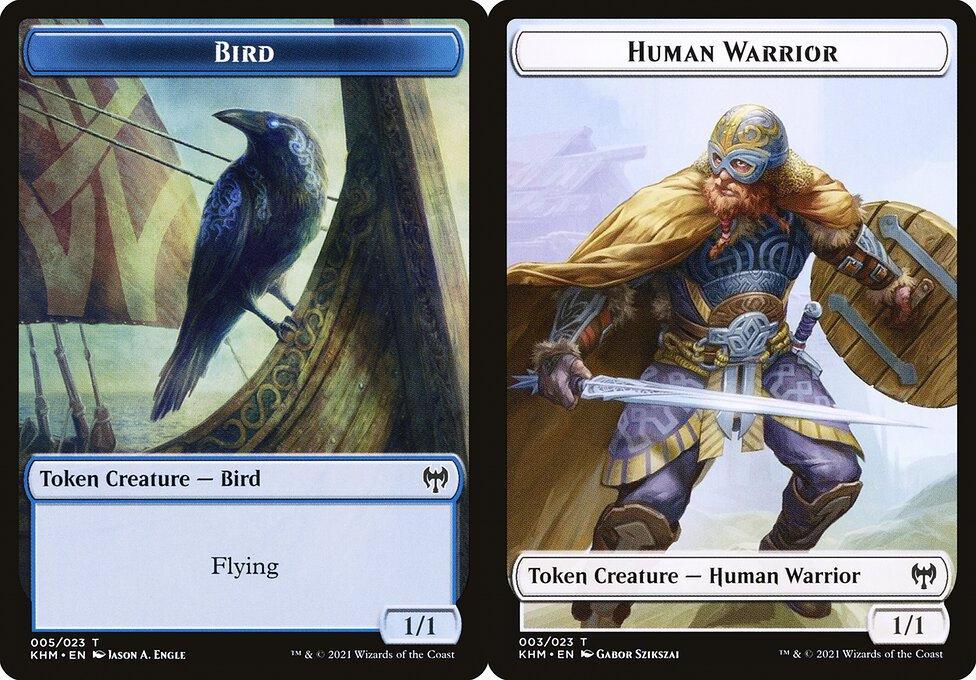 Bird (005) // Human Warrior (003) Double-Sided Token (TKLD) - Foil