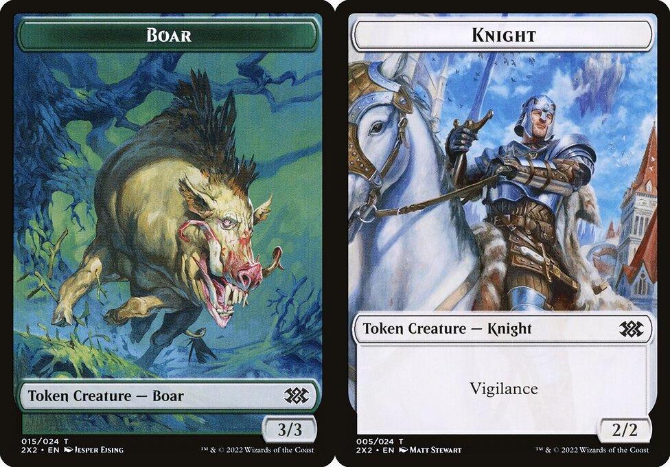 Boar (015) // Knight (005) Double-Sided Token (T2X2) - Foil