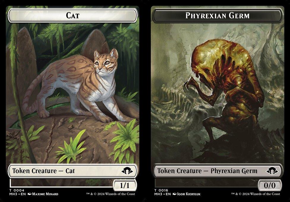 Cat (0004) // Phyrexian Germ (0016) Double-Sided Token (TMH3) - Foil