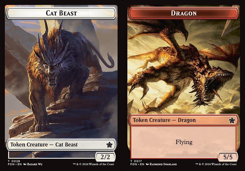 Cat Beast (0028) // Dragon (0017) Double-Sided Token (TFDN)