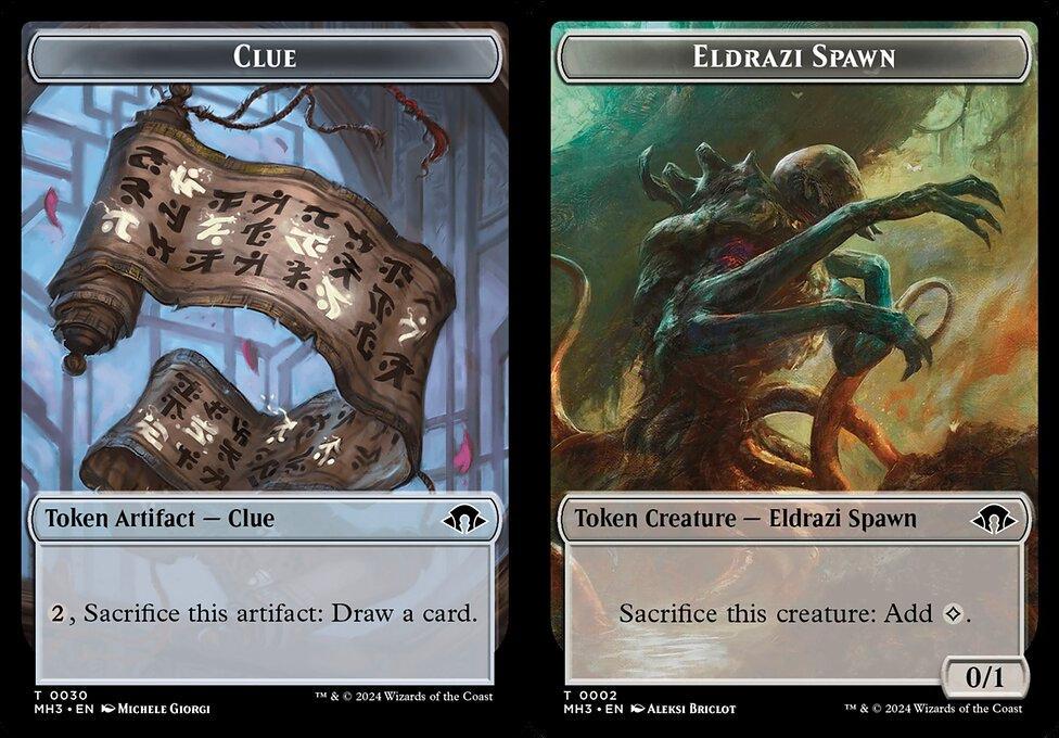 Clue (0030) // Eldrazi Spawn (0002) Double-Sided Token (TMH3) - Foil