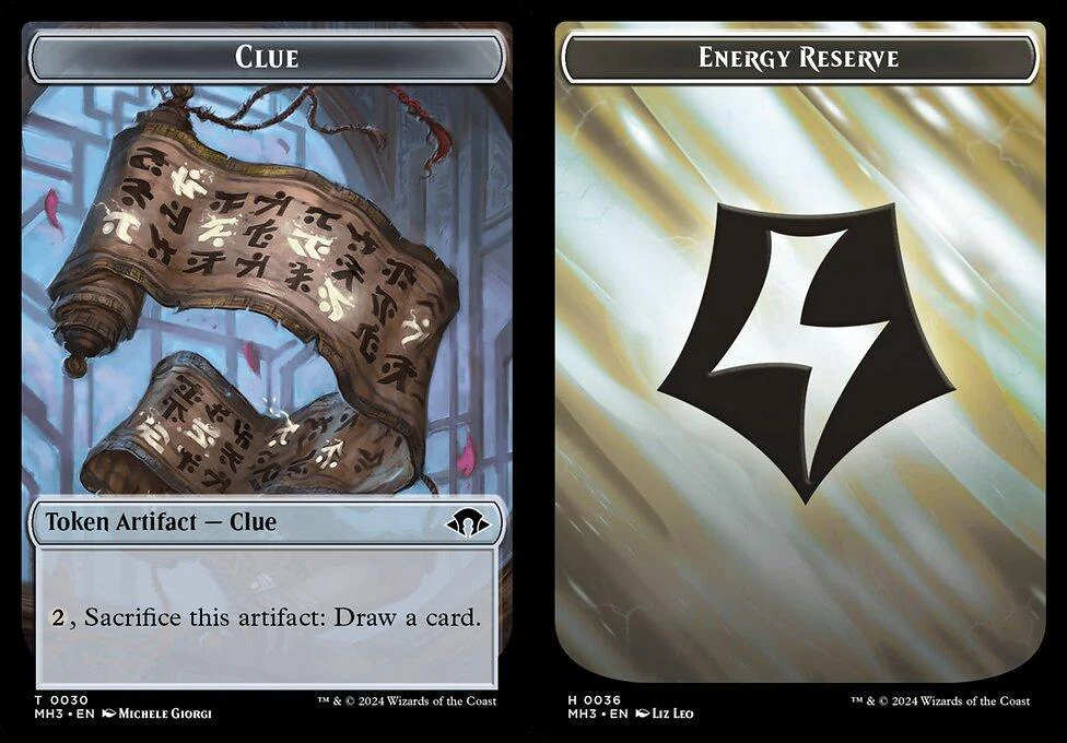 Clue (0030) // Energy Reserve (0036) Double-Sided Token (TMH3)