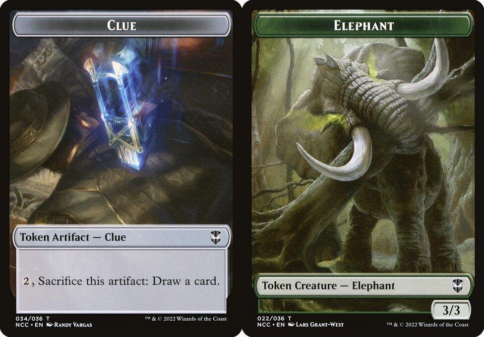 Clue (034) // Elephant (022) Double-Sided Token (TNCC)