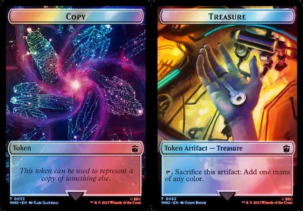 Copy (0033) // Treasure (0062) Double-Sided Token (TWHO) - Surge Foil