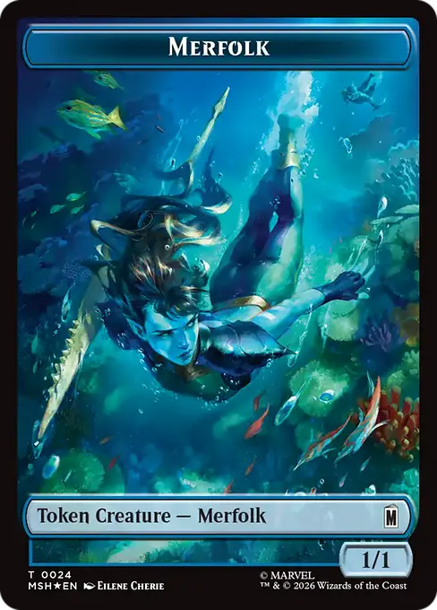 Council of Reeds (0024) // Merfolk (0024) Double-Sided Token (TMSC) - Surge Foil - Image 2