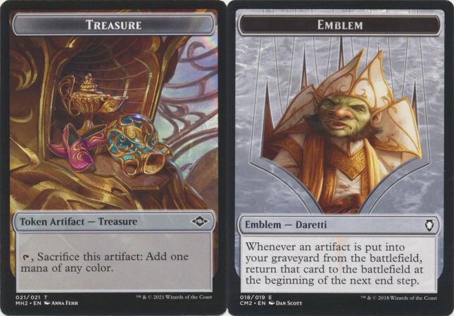 Daretti, Scrap Savant Emblem (018) // Treasure (021) Double-Sided Token (TSLD)