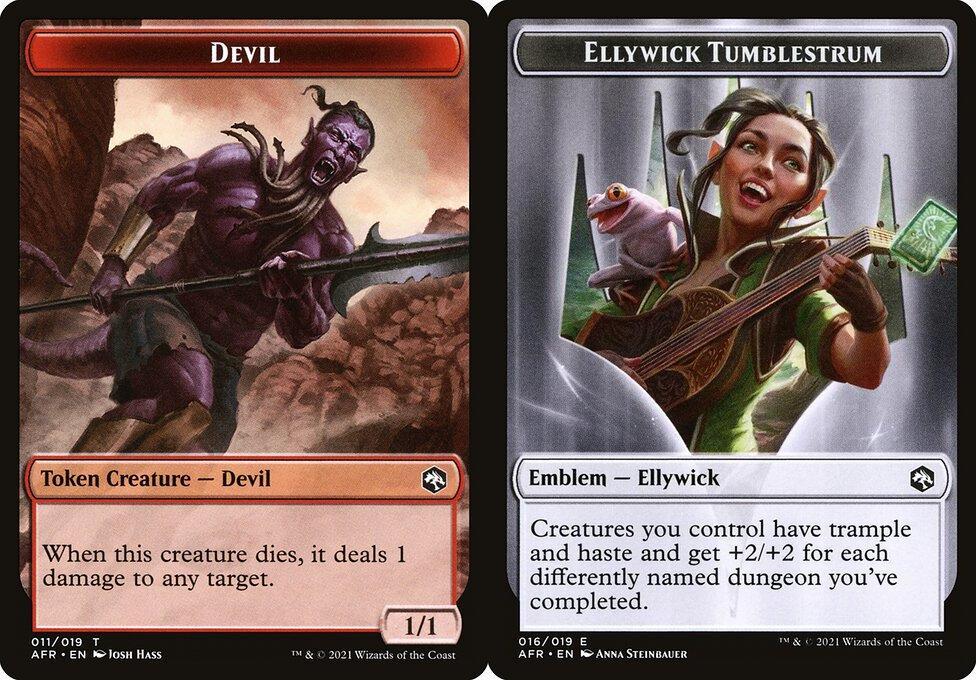 Devil (011) // Ellywick Tumblestrum Emblem (016) Double-Sided Token (TAFR) - Foil