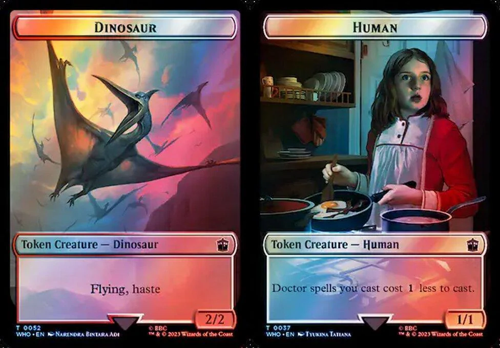 Dinosaur (0052) // Human (0037) Double-Sided Token (TWHO) - Surge Foil