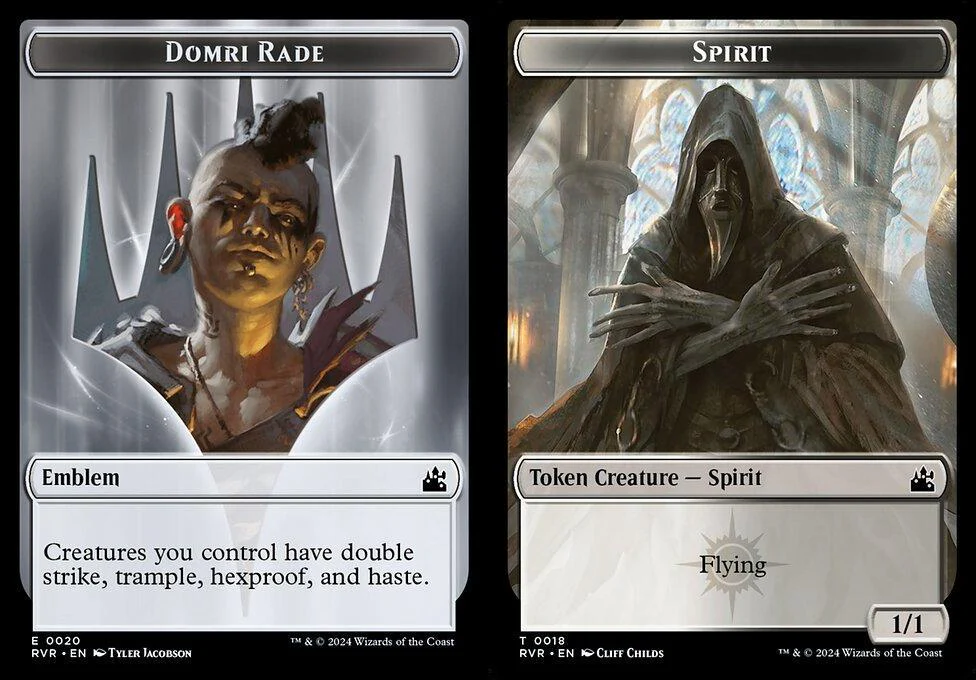 Domri Rade Emblem (0020) // Spirit (0018) Double-Sided Token (TRVR) - Foil
