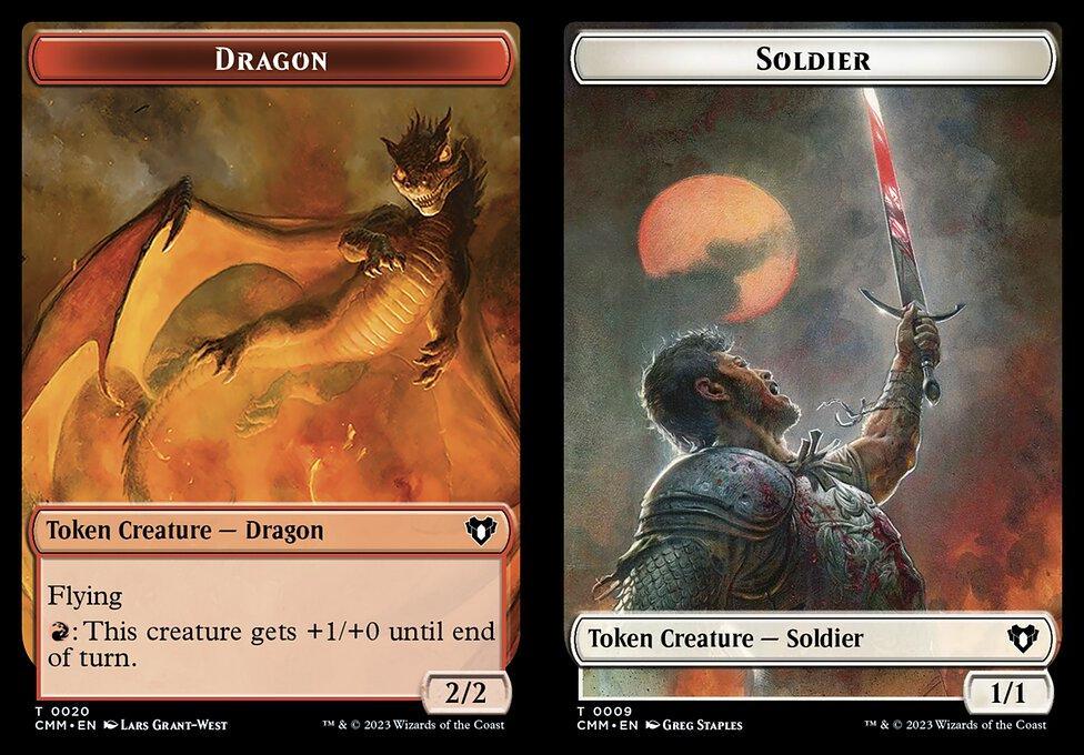 Dragon (0020) // Soldier (0009) Double-Sided Token (TCMM) - Foil