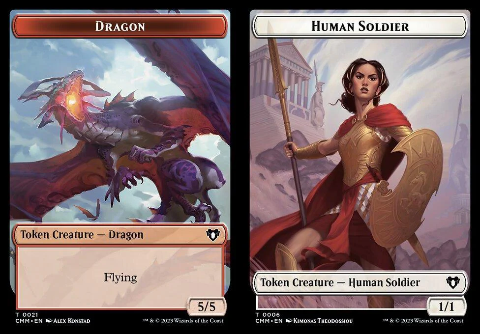 Dragon (0021) // Human Soldier (0006) Double-Sided Token (TCMM) - Foil