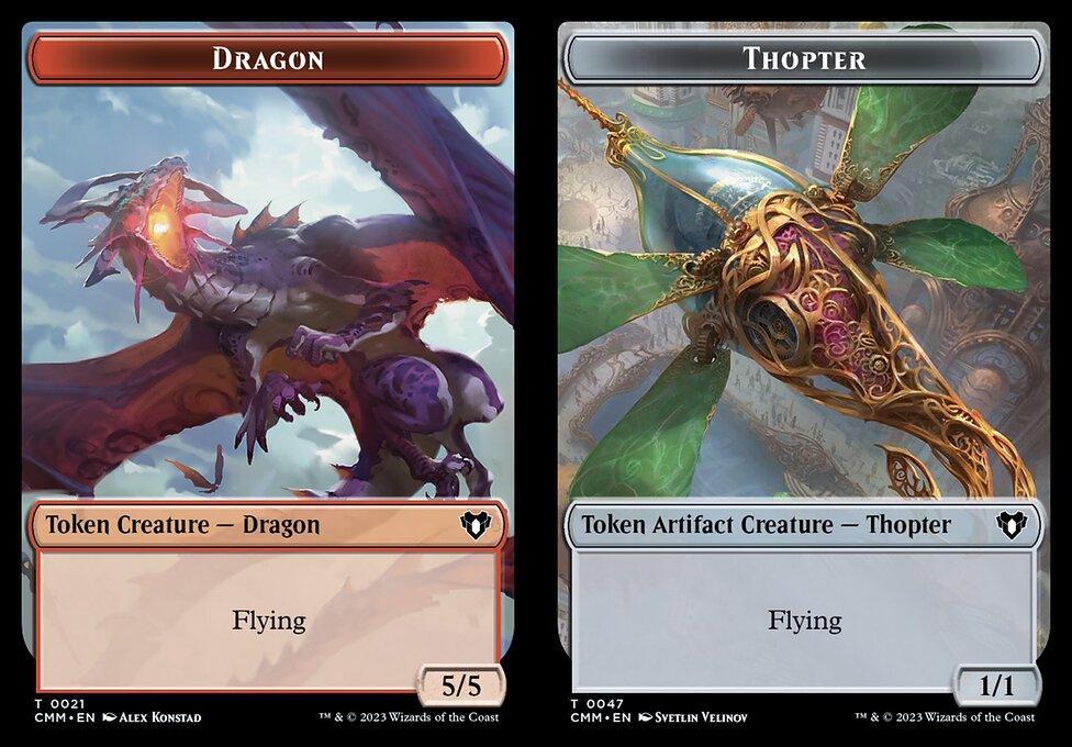 Dragon (0021) // Thopter (0047) Double-Sided Token (TCMM) - Foil