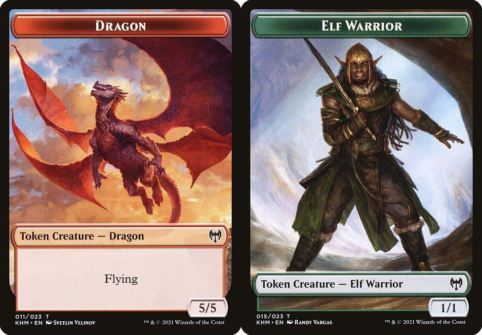 Dragon (011) // Elf Warrior (015) Double-Sided Token (TKLD) - Foil
