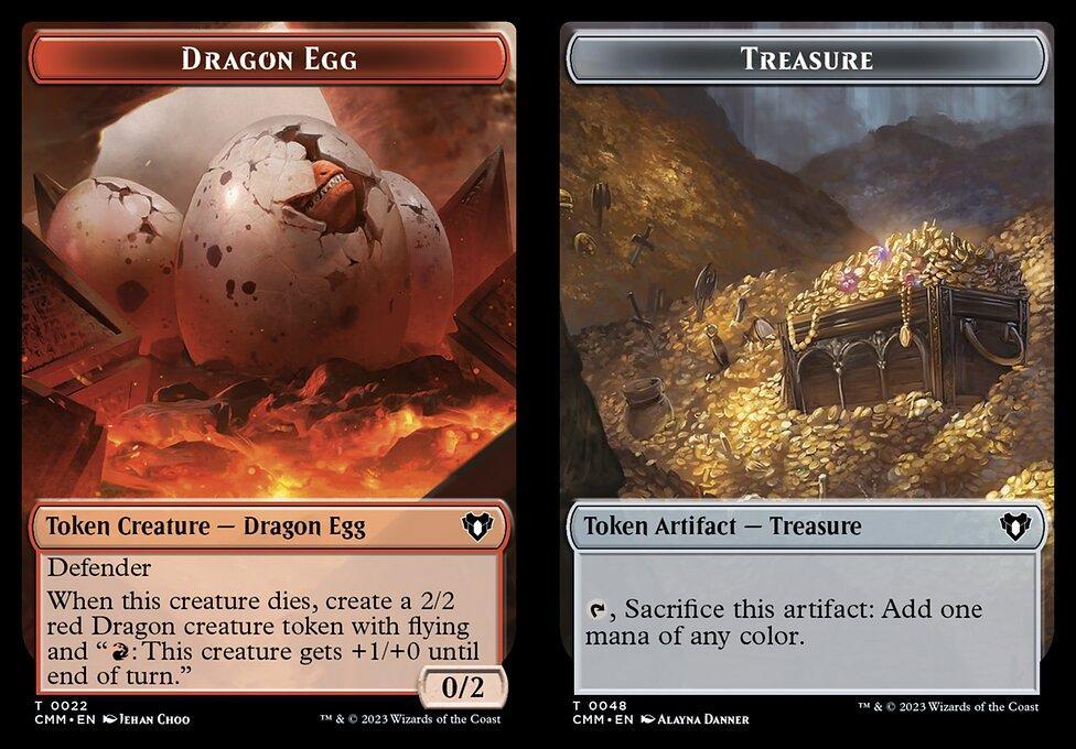 Dragon Egg (0022) // Treasure (0048) Double-Sided Token (TCMM) - Foil