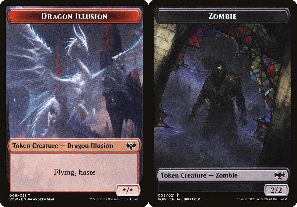Dragon Illusion (009) // Zombie (008) Double-Sided Token (TVOW) - Foil