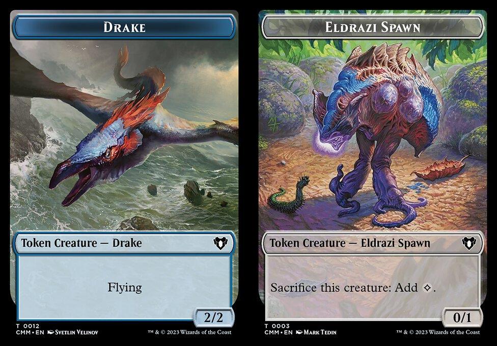 Drake (0012) // Eldrazi Spawn (0003) Double-Sided Token (TCMM) - Foil