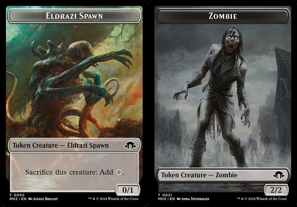 Eldrazi Spawn (0002) // Zombie (0021) Double-Sided Token (TMH3) - Foil