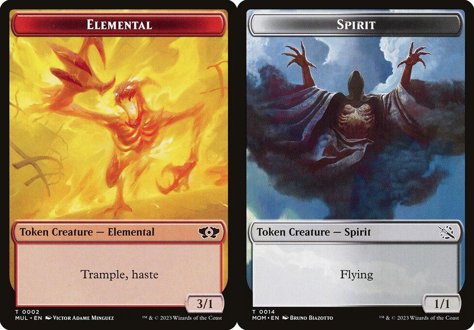 Elemental (0002) // Spirit (0014) Double-Sided Token (TMOM) - Foil