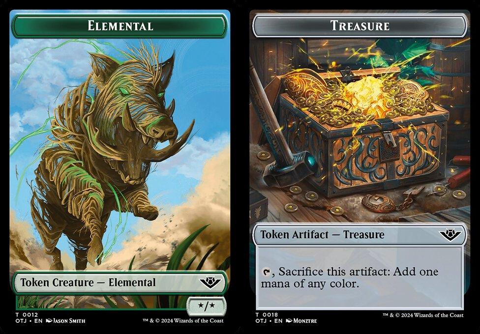 Elemental (0012) // Treasure (0018) Double-Sided Token (TOTJ) - Foil