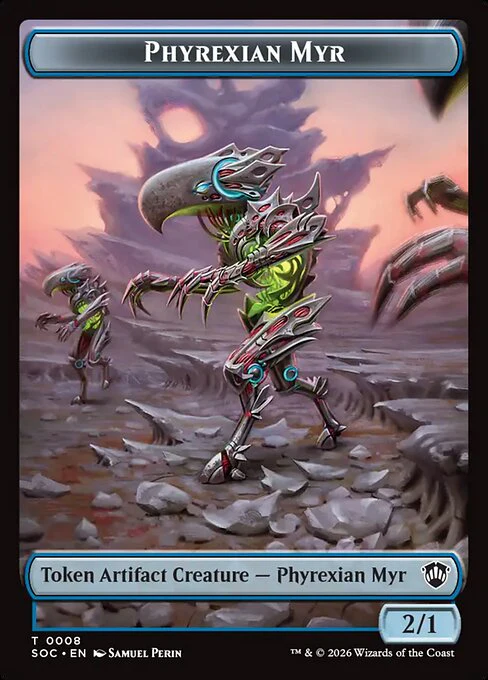 Elemental (0021) // Phyrexian Myr (0008) Double-Sided Token (TSOC) - Foil - Image 2