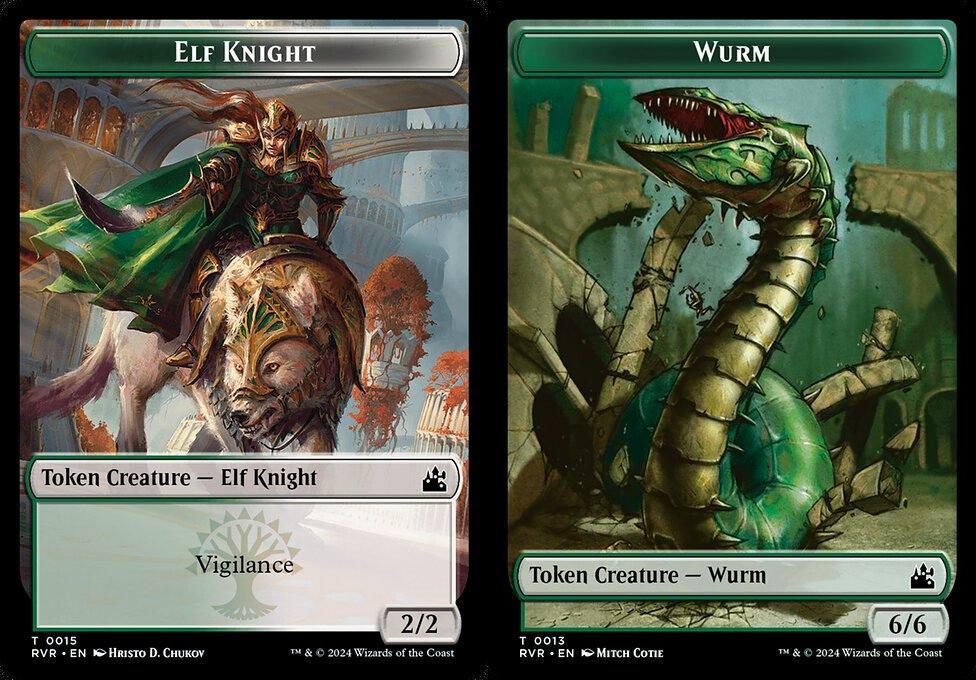 Elf Knight (0015) // Wurm (0013) Double-Sided Token (TRVR) - Foil