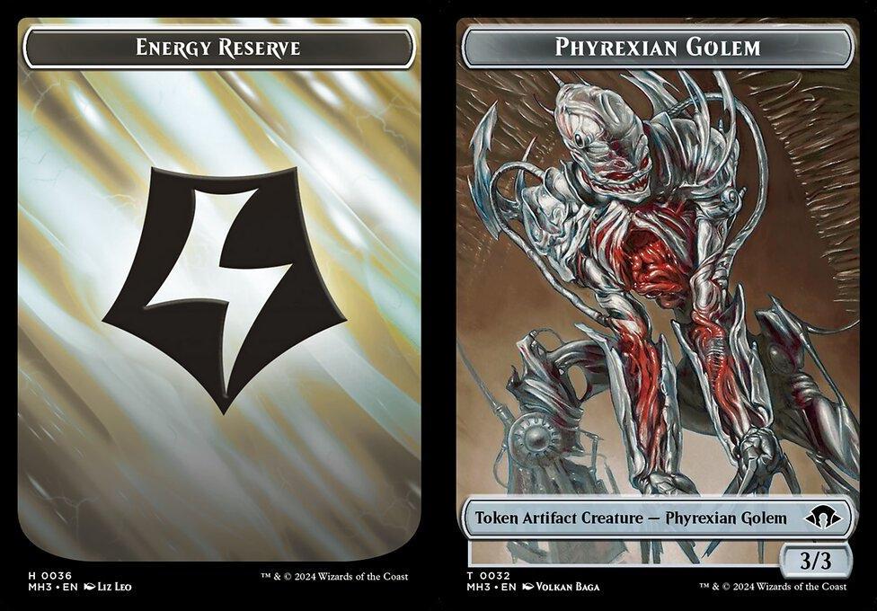 Energy Reserve (0036) // Phyrexian Golem (0032) Double-Sided Token (TMH3)