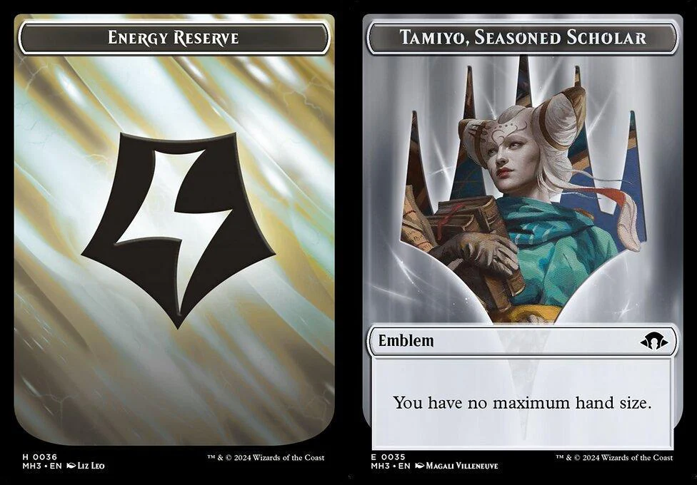 Energy Reserve (0036) // Tamiyo, Seasoned Scholar Emblem (0035) Double-Sided Token (TMH3)