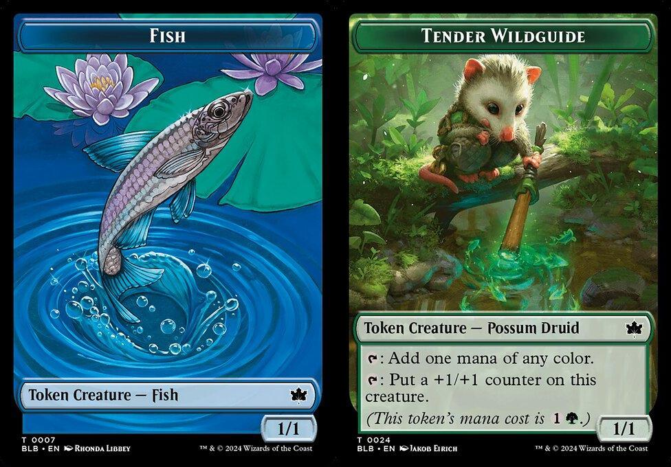 Fish (0007) // Tender Wildguide (0024) Double-Sided Token (TBLB) - Foil