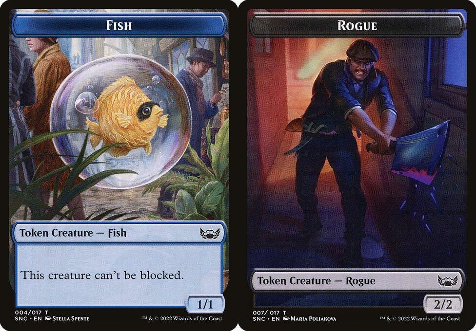 Fish (004) // Rogue (007) Double-Sided Token (TSNC) - Foil