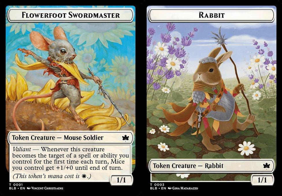 Flowerfoot Swordmaster (0001) // Rabbit (0003) Double-Sided Token (TBLB) - Foil