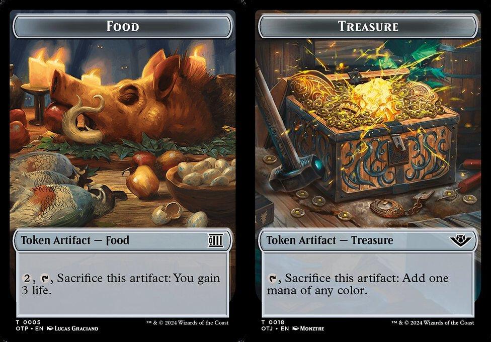 Food (0005) // Treasure (0018) Double-Sided Token (TOTJ) - Foil