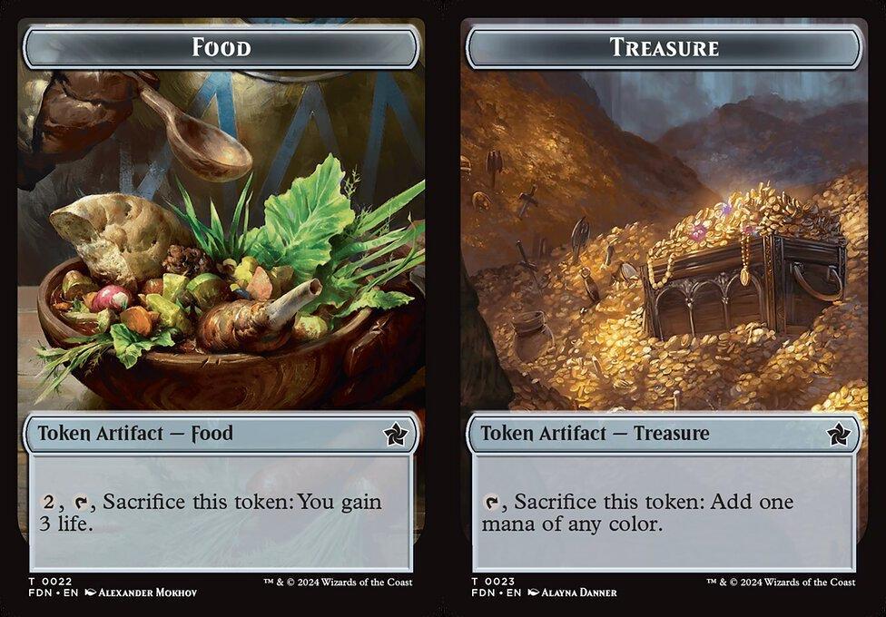Food (0022) // Treasure (0023) Double-Sided Token (TFDN) - Foil
