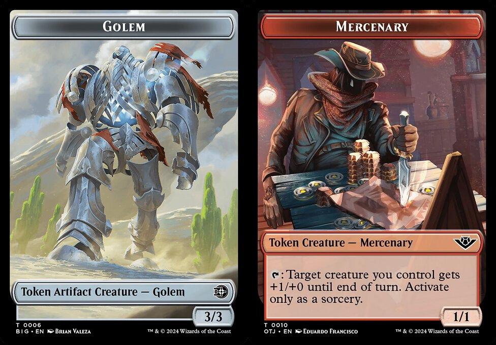 Golem (0006) // Mercenary (0010) Double-Sided Token (TOTJ) - Foil