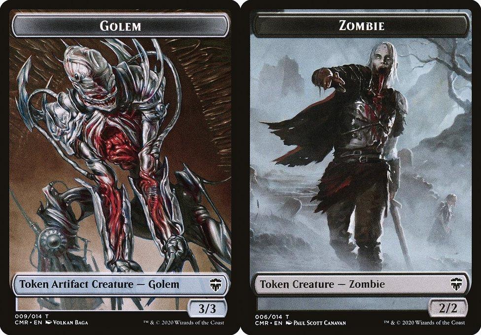 Golem (009) // Zombie (006) Double-Sided Token (TCMR) - Foil