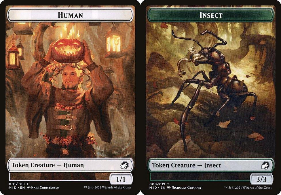 Human (001) // Insect (009) Double-Sided Token (TMID) - Foil