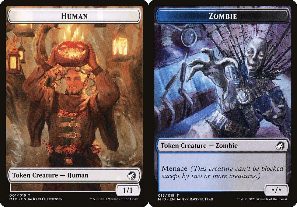 Human (001) // Zombie (015) Double-Sided Token (TMID) - Foil